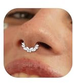 BodyBonita 16G Septum Piercing Schmuck – 316L Edelstahl Nasenring Nasenpiercing mit Zirkonia für Frauen Männer Conch Helix Piercings Tragus Daith Knorpel Ohrpiercing Silber 8mm Schmetterlingsgirlande