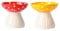 Raised Cat Bowl, Cute Mushroom Cat Water Bowl, Elevated Cat Food Bowl, Ceramic Cat Bowls for Food and Water, Wide Shallow Cat Food Dish, Whisker Fatigue 2pcs (Red&yellow)
