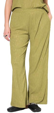 Studio Untold Damen große Größen Übergrößen Plus Size Hose, Wide Legs, Krepp, Glitter-Effekt, Elastikbund moselgrün 50 839621630-50