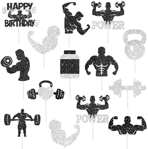 Glitzer-Cupcake-Topper für Fitnessstudio, Geburtstagsparty, Dekoration, 24 Stück
