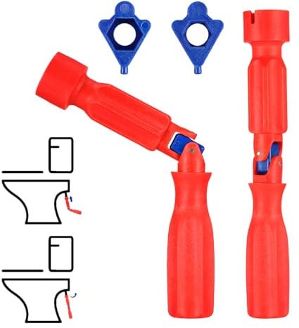 Toilet Seat Spanner Plumbing Tool Set Universal Toilet Seat Tightening Tool with 2 Replacement Heads Foldable Toilet Wrench for Installation Removal Repair Fits 10mm/13mm/17mm Nuts