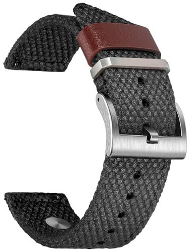 Cinturini per Orologi in Tela da 20 mm, sgancio rapido, Stile Vintage, Cinturini per Orologi da Pilota, 18 mm, 22 mm, 24 mm, per Citizen Timex Watch (HB147GRN, 22 mm) (Hb147blk 18 mm)