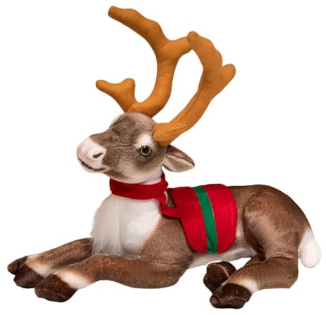 champracer Rentier Kuscheltier Weihnachts Kuscheltier Plüschtiere Rentier Weihnachts Plüsch-Dekokissen Süßes Weich Stofftier Flauschig für Sofas Betten Dekorationen (42cm,Liegend-B)