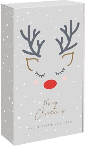 [BOXXCO] 25 Stück 2er Präsentkartons Red Nose für 0,75l Flaschen 360x192x95 mm - Weihnachtliche Weinverpackung Geschenkbox aus stabiler Wellpappe