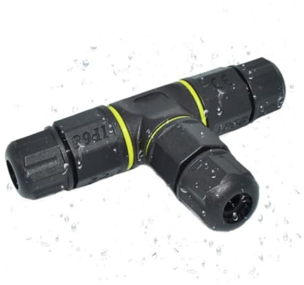 IP68 Waterproof Connector 3 Pin 3 Way Nylon Copper for LED Light | Black Rubber Seal, Fast Connection, anti-UV Build, Suits Power Supply and Automotive, Lighting Electronics, DIY Tools