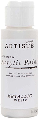 Artiste Acrylic Paint 59ml 2Oz Metallic White, Quick-Drying Professional Art, Craft and Hobby Artists Paint, Vibrant Colour, Water-Based Paints Cover All Surfaces with Ease, Ideal for Travel Artists