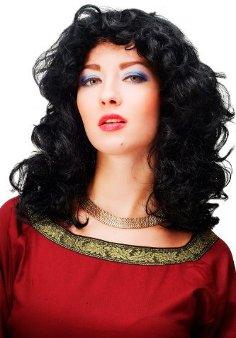 WIG ME UP - 61842-P103 Karneval Fasching Perücke voluminös Schwarz leichte Locken wellig