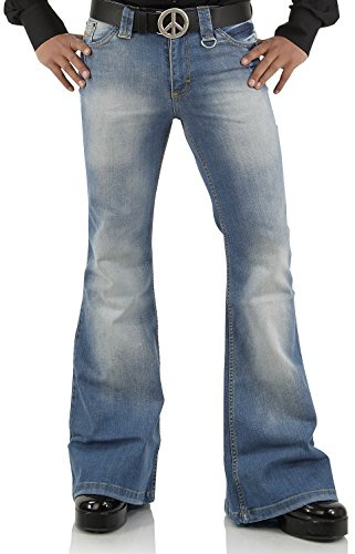 Comycom Herren Jeans mit Schlag verwaschen Star Blue hellblau 72 - Jeans-Schlaghose im 70er-Jahre Vintage-Look