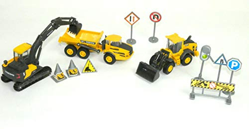 New Ray – Set mit 3 Baumaschinen Volvo + Zubehör Window Box LKW Miniatur – 33063 Ass