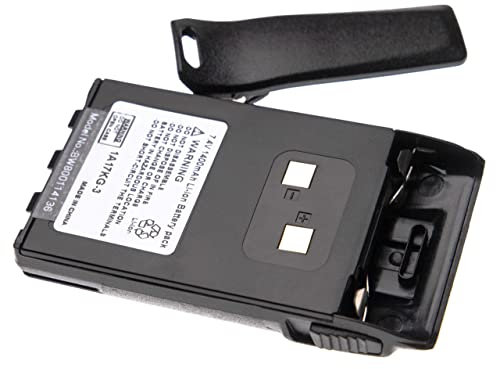 vhbw Akku kompatibel mit Wouxun KG-801E, KG-816, KG-818, KG-819, KG-UV2D Funkgerät, Walkie Talkie (1400 mAh, 7,4 V, Li-Ion) + Gürtelclip
