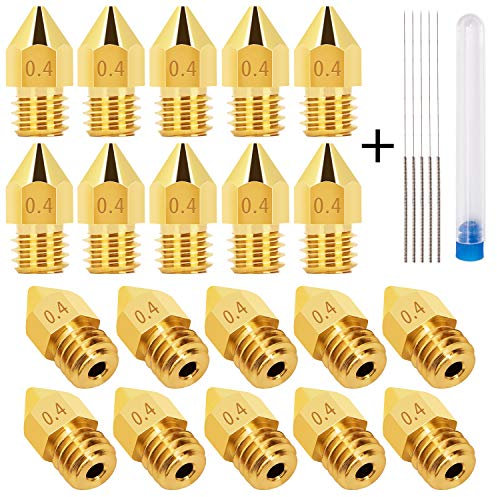 LUTER 20PCS 0.4mm 3D Printer Nozzles MK8 Extruder Nozzles + 5 PCS Stainless Steel Nozzle Cleaning Needles for Makerbot Creality CR-10