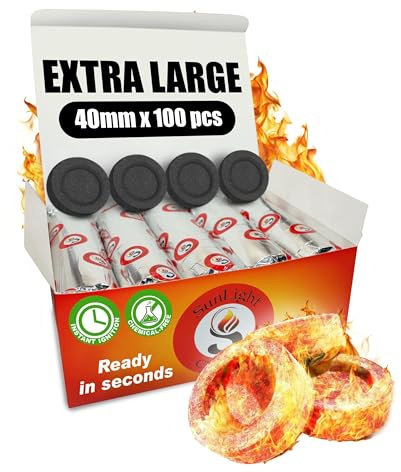 Sunlight® Charcoal Tablets for Incense – Quick Light Coal Tablets – Charcoal Disks – 40 mm Coal Rolls – Coal Briquettes – Slow Burn - Instant Lighting [100]