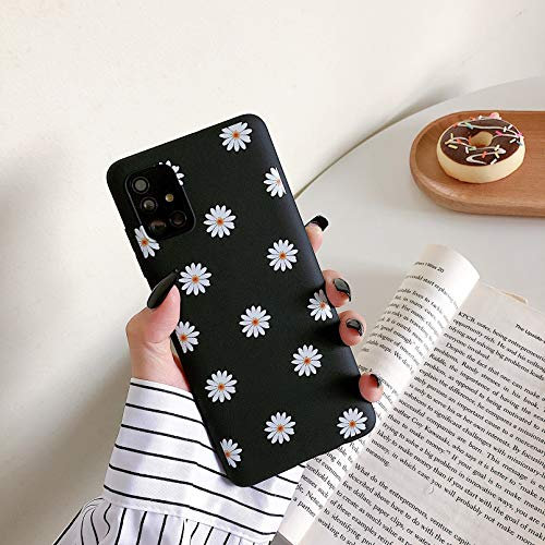 ZTOFERA Cover Posteriore in TPU per Samsung Galaxy A41, Custodia Morbida in TPU Opaca con Motivo Margherita Cover Protettiva Sottile Leggera per Samsung A41 - Nero