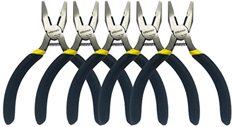 BOOSDEN Mini Lineman's Pliers, 5 Pack, 5 Inch High Leverage Cutting Pliers, Side Cutter Linesman Plier for Electrician Work or Jewelry Making