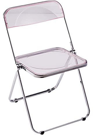 Klappstuhl Mode Hocker Net Rot Make-up-Stuhl Fotoruhl Frauen Bekleidungsgeschäft Klappstuhl Acryl Esszimmerstuhl Transparent Stuhl (Color : Light pink)