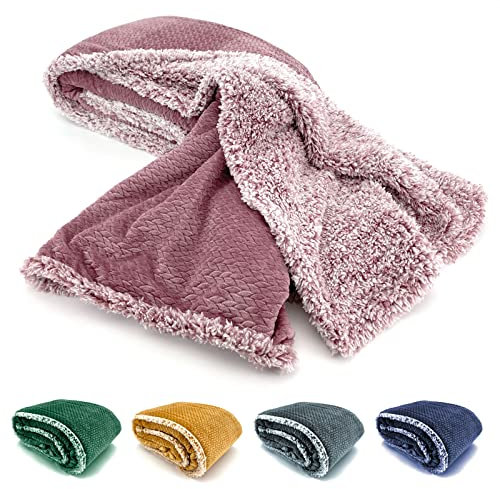 heimtexland ® Plaid super moelleux en fourrure Sherpa - En velours - En flanelle - Épaisse - Chaude - 200 x 150 cm - Certifié Ökotex - Type 781 - Vieux rose