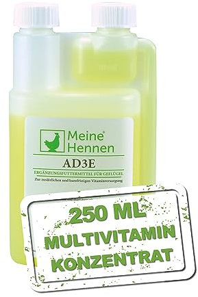Meine Hennen AD3E 250 ml Multivitamin für Hühner, Tauben und Wachteln. Hühner Vitamine für Ihr Geflügel zur Unterstützung eines gesunden Immunsystems und Stoffwechsels - Hühner Zubehör