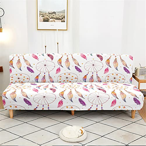 Surwin Housse de Clic Clac Élastique Canapé 2/3 Places Housse de Canapé sans Accoudoir Couverture de Canapé-lit Universel Tout Couvert Canapé Pliant Protecteur (L:190-230cm,Rose)