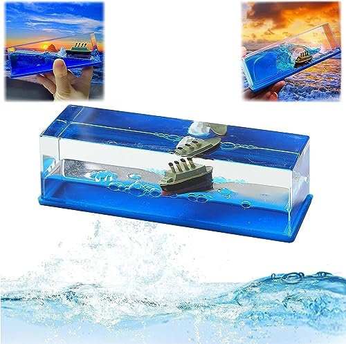 TUBBLI Kreuzfahrtschiff Fluid Drift Flasche, Unsinkable Boot In Einer Box, Fluid Drift Flasche Kreuzfahrtschiff Kippt Nie Drift Flasche Tischdekoration, Für Auto Vitrinen Und Geschenke-A (D4)