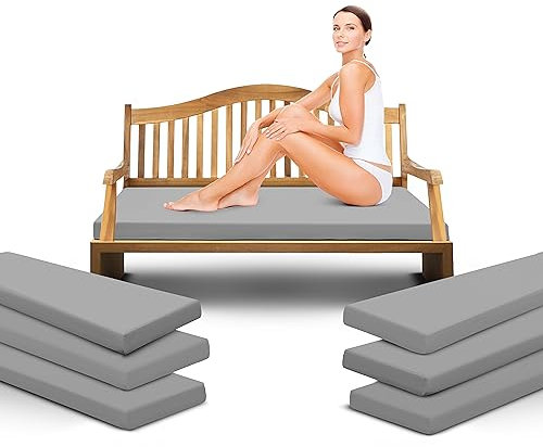 Outdoor Garden Bench Cushion Seat Pad for 2/3/4 Seater Patio Furniture Waterproof Swing, Hammock, Rattan Sofa 108/140/170cm Long Bench Chair Cushions Pad (2 Seater 108cm x 45cm x 5cm, Silver)