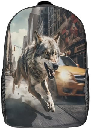 3D Schulrucksack Wolf Rucksack Kinder Schulmaterial, Drucken Backpack Tasche,Deuter Rucksack Kinderrucksack Jungen Schulrucksack Mädchen Teenager 17inch