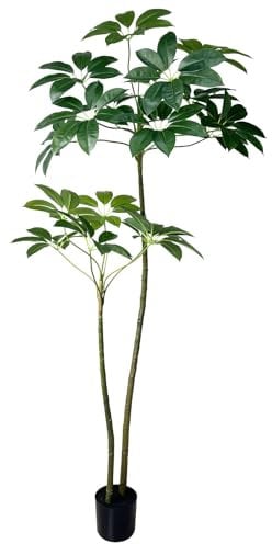 WAYNHUI Artificial Umbrella Tree 4/5/6ftTall Fake Plants Artificial Umbrella Plants for Indoor Fake Trees for Office Home Living Room Floor Patio Greening Porch Decor (6-FT)