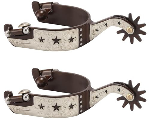 Frdhee West Cowboy Sporen, 2 Stück Pferdesporen Westernsporen Zinklegierung Vintage Herren Sporen Handgefertigter Reitsporn mit Drehbarem Zahnrad Reitzubehör für Pferde