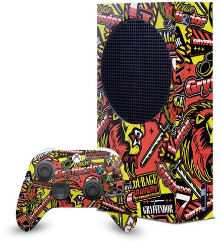 Head Case Designs Sous Licence Officielle Harry Potter Motif Gryffindor Graphiques Enveloppement De Console De Jeu Et Skins Pour Manette De Jeu Ensemble compatible avec Xbox Series S