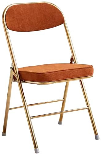 Luxuriöser Tragbarer Klappstuhl, Klappbarer Esszimmerstuhl Aus Cordstoff, Bequemer Empfangsstuhl Für Das Wohnzimmer, Indoor-Rückenstuhl Mit Kissen, Tragfähigkeit 130 Kg(Color:Red Brown*2)