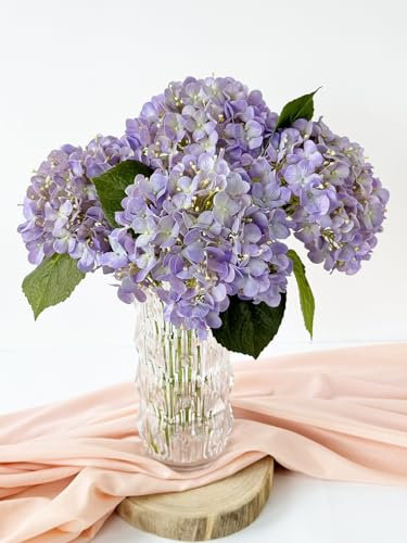 SUMTIPHUN Künstliche Hortensien, 50,8 cm, echte Hortensien, Blumen, hellviolett, Kunstlatex, lebensechte Hortensien für Küche, Wohnzimmer, Veranda, Heimdekoration, Babyparty, Party, Hochzeit,