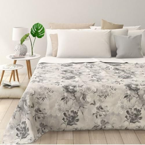 SaRani Copriletto Matrimoniale in Piquet di Cotone, Decorativo e Colorato (Grigio, Matrimoniale, Griffe)