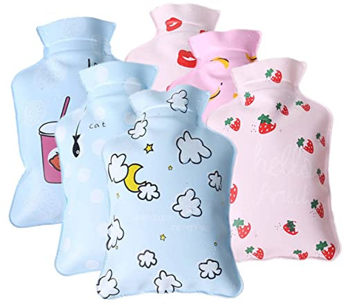 Anneome 6 Stück Mini Wärmflasche Fußwärmer Wärmflasche Cartoon Handwärmer Flaschenwärmer Tragbar Bezaubernd Wasser Heizkissen Kleiner Handwärmer Kinder