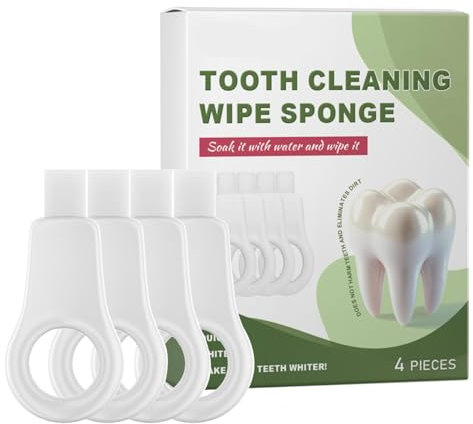 Generisch Wipes for Adults, Sponge Teeth Cleaning Cloth - Pack of 4 Oral Care Sponge Cloths, Portable Design Manual Whitening Device for Business Trips, Home, School, Travel