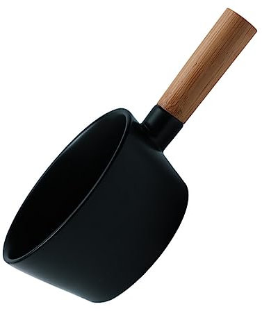 SHOWERORO 1 Pc Saladier avec manche en bois crème de soja ramequins en porcelaine bol de mélange de fruits saladiers panier à salade récipient alimentaire en céramique bol de fruits Black