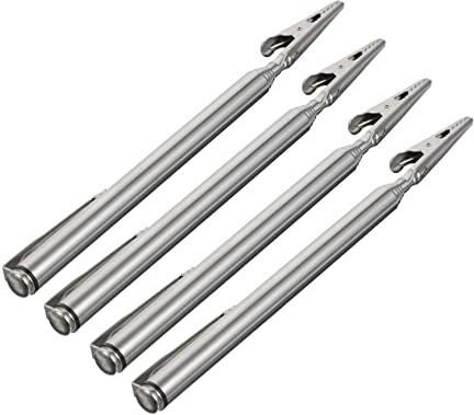 DOITOOL 8pcs Stainless Steel Telescoping Alligator Clips for Cards and Board Clamps Practical and Portable Alligator Clamp