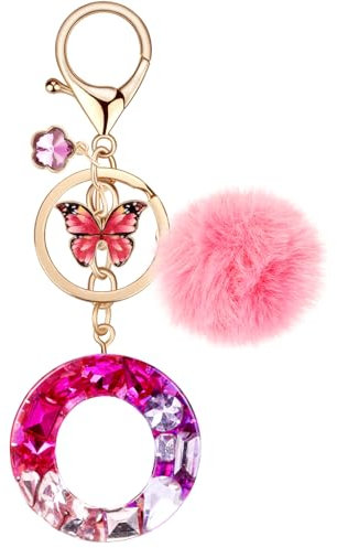MWOOT Porte Clés lettre O pour Femme, Porte Cle Initiale Rouge, Alphabet Charmes en Résine pour Décor Porte Clef Voiture Sac à Main
