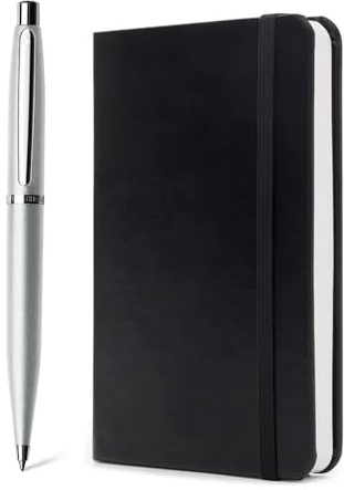 Sheaffer Gift Set VFM 9400 Strobe Silver Ballpoint Pen with Small Notebook and Chrome Trims