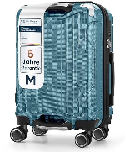 4FLY Aluminium-Rahmen Hartschalen-Handgepäckkoffer Ultraleicht M – 56×38×23 cm (39L) - TSA-Schloss, USB-A/C Ladeanschluss, 4 Spinner-Rollen & Aluminium Teleskopgriff, Erfüllt Airline Vorgaben
