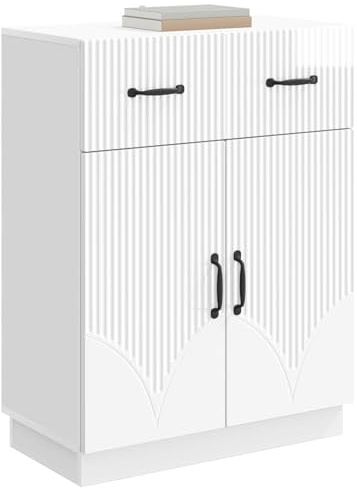 vidaXL Sideboard Hochglanz Weiß 66 x 34,5 x 87 cm Holzwerkstoff, Moderner Sideboard, viel Stauraum, kompakt, vielseitig, schickes Buffet für praktische Wohnorganisation
