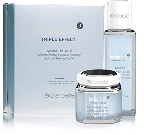 hyaluronic³ Gesichtspflege Set; être belle Cosmetics; Tag & Nacht Creme + Serum; Feuchtigkeitspflege mit Hyaluronsäure