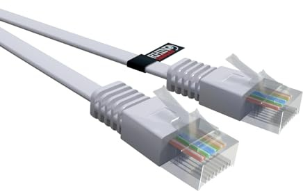 rhinocables - Flat Ethernet Cat5e Network Patch Cable | Slim & Durable Design | Ideal for Gaming & Streaming | Home or Office Use | xlr to 3.5mm Jack Compatible, Grey, 20m