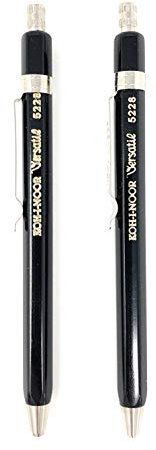 KOH-I-NOOR Fallbleistift No. 5228CL kurz Druckbleistift Metall 2er Set schwarz