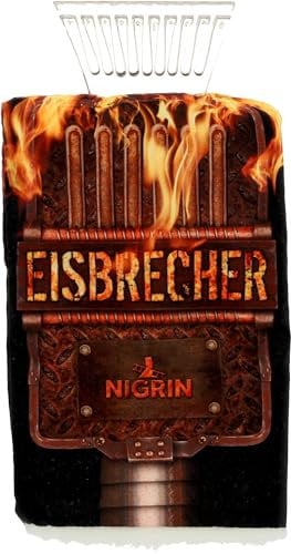 NIGRIN Eiskratzer Auto mit Handschuh, Eisschaber „Eisbrecher“, 100 mm Präzisions-Eisschabkante, aus robustem Polycarbonat