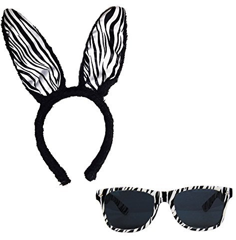 Partybob Zebra Kostüm-Accessoires - Ohren + Brille Set