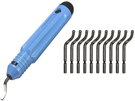 Deburring Tool Set,niCWhite Deburring Tool Kit with 10pcs BS1010 Blades and Swivel Head Handle,Burr Remover Tool for Cutting Deburrs Wood,Plastic,Aluminum,Copper and Steel