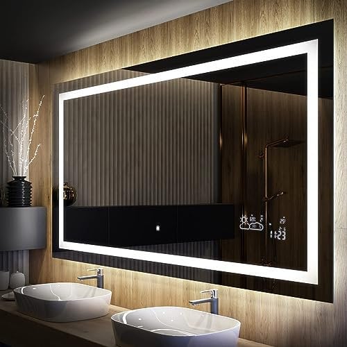 FORAM Badspiegel mit Beleuchtung - Led Spiegel Bad - 100x80 - Badezimmerspiegel Nach Maß - auf Individuelle Bestellung Gefertigt - Modernes Design - Ohne Rahmen