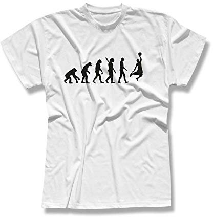 T-Shirt Evolution Basketball Dunking Sport Korb NBA 13 Farben Herren XS - 5XL Magic America Clippers Suns Mavericks Kings Rockets, Größe:3XL, Farbe:Weiss - Logo schwarz