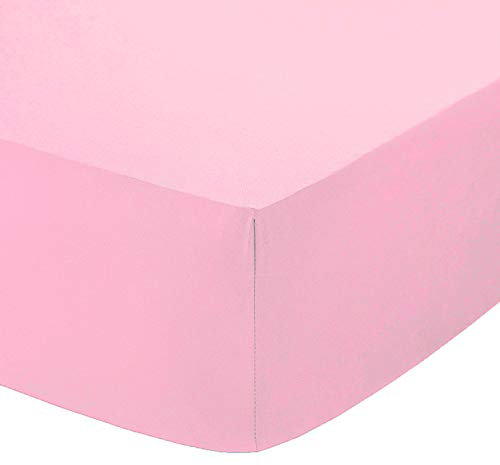 AmigoZone Non Iron Pollycotton Percal Quality Plain Fitted Sheet Or Pillow Cases (Single, Pink)