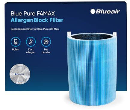 BLUEAIR Blue Pure 411 Max Series AllergenBlock Filter, Genuine Replacement Blueair Filter, Allergies Pollen Dust Pet Dander,411 Max Series Filter Fits Blue Pure 411i Max and Blue 411a Max Air Purifier