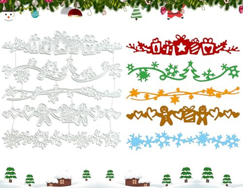 Zecouk Stanzschablone Weihnachten, Weihnachts Stanzschablonen Geschenke Weihnachtsbaum Sterne Lebkuchenmänner Schneeflocken Muster Prägeschablone für DIY-Weihnachtskarten Fotoalben Sammelalben